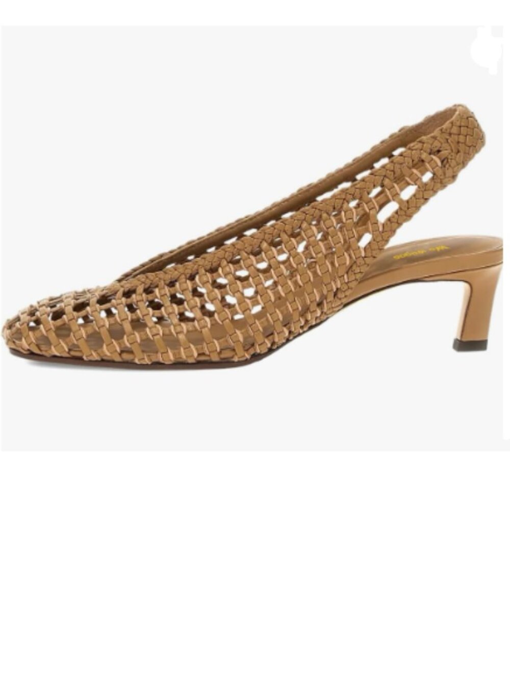 Brown Women's Slingback Strap Square Toe Pump Slip On Low Heels Woven Sandals